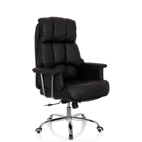 Poltrona professionale COMMANDER nera con rivestimento trapuntato e base a stella lucida di hjh OFFICE