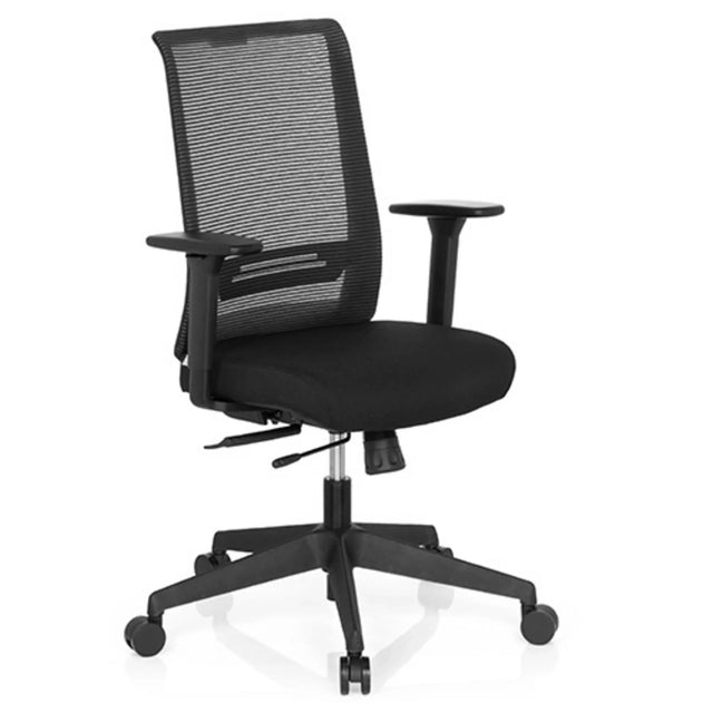 Sedia da ufficio professionale CONISTON in nero con schienale in rete e braccioli di hjh OFFICE