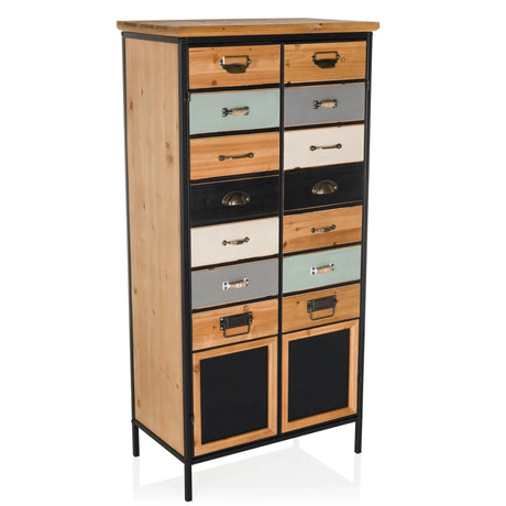 Cassettiera CONTINENTO HIGH in diverse tonalità di legno e colori con struttura in metallo nero di hjh LIVING