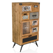 Madia color legno CONTINENTO S in stile vintage con vari cassetti e anta in vetro di hjh LIVING
