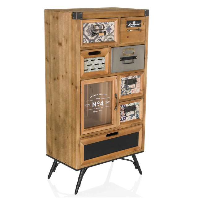 Madia color legno CONTINENTO S in stile vintage con vari cassetti e anta in vetro di hjh LIVING