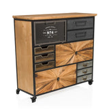 Madia CONTINENTO XL in tonalità di legno scuro con accenti in metallo nero e ruote di hjh LIVING