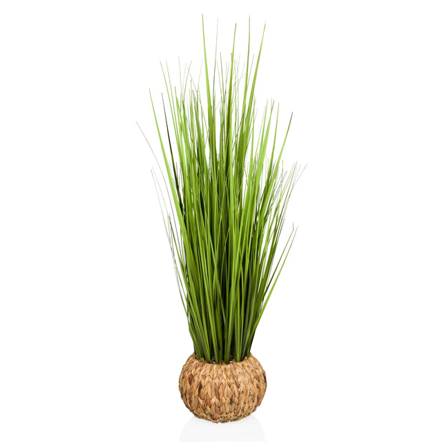 Piante artificiali CORTADERIA in verde con coprivaso intrecciato in materiale naturale di hjh OFFICE