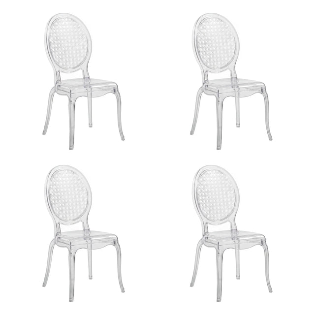 Set di quattro sedie a quattro gambe CRISTALIO trasparenti in plastica trasparente di hjh LIVING