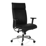 Poltrona professionale CURYO in nero con base a stella in metallo lucido e braccioli imbottiti di hjh OFFICE