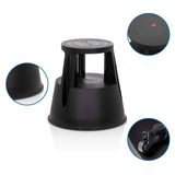Sgabello TIO-M I nero con ruote e superfici antiscivolo di hjh OFFICE