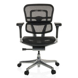 Poltrona di lusso ERGOHUMAN BASE GEN2 nera con schienale in rete e base a cinque ruote di hjh OFFICE – vista a 360° (vista frontale 0°)