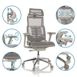 High-end Sedia da ufficio POFIT G GEN2 in grigio chiaro con varie possibilità di regolazione di hjh OFFICE