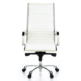 Poltrona professionale PARMA 20 bianco crema con cuciture a croce e base a cinque ruote di hjh OFFICE – vista a 360° (vista frontale 0°)