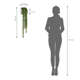 Disegno tecnico della decorazione murale Senecio Climb con una lunghezza totale di 60 cm accanto alla silhouette di una persona di hjh OFFICE
