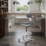 Sedia da lavoro TOP WORK 40 W in grigio scuro con base a stella bianca e poggiapiedi di hjh OFFICE (immagine generata dall’IA)