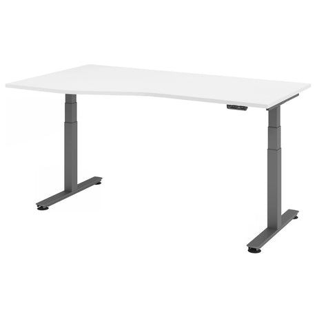 Elektrisch höhenverstellbarer Schreibtisch XDSM 18 G mit weißer Tischplatte und grauem Gestell von hjh OFFICE PRO
