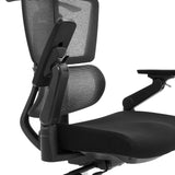 Bracciolo regolabile della sedia da ufficio professionale Ergo U2 Flex3 con schienale in rete e rivestimento in tessuto nero di hjh OFFICE