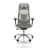 High-end Sedia da ufficio POFIT GEN2 grigio chiaro con schienale in rete e base a cinque ruote di hjh OFFICE – vista a 360° (vista frontale 0°)