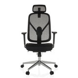 Sedia da ufficio professionale RALOO PRO nera con schienale in rete e base a cinque ruote di hjh OFFICE – vista a 360° (vista frontale 0°)