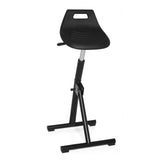 Ausilio per la posizione eretta TOP WORK 31 nero con seduta a guscio e base a T di hjh OFFICE – vista a 360° (vista frontale 20°)