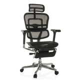 Poltrona di lusso ERGOHUMAN PLUS LEGPRO GEN2 nera con rete e base a cinque ruote di hjh OFFICE – vista a 360° (vista frontale 15°)