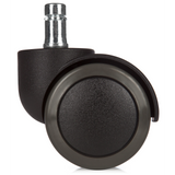 Rotelle per Sedia 5x ROLO 11mm/50mm nere per pavimenti duri con perno in metallo argento di hjh OFFICE – vista a 360° (vista posteriore 180°)