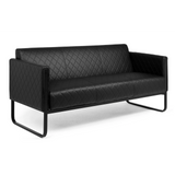 Sofà lounge ARUBA BLACK nero con trapuntatura a rombi e struttura in metallo di hjh OFFICE – vista a 360° (vista posteriore 180°)