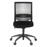 Sedia da ufficio professionale PORTO ECO nera con schienale in rete e base a cinque ruote di hjh OFFICE – vista a 360° (vista frontale 0°)
