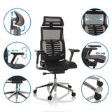 Funzioni regolabili della sedia da ufficio high-end POFIT GEN2 in nero con schienale in mesh di hjh OFFICE