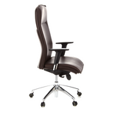 Poltrona di lusso MURANO 20 marrone scuro con braccioli e base a cinque ruote di hjh OFFICE – vista a 360° (profilo laterale 80°)
