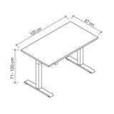 Disegno tecnico della scrivania XMST 612 S di 120 × 67 cm di hjh OFFICE PRO