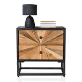 Madia SANTJAGO BLACK SUN S con due cassetti in effetto legno e struttura in metallo nero di hjh LIVING