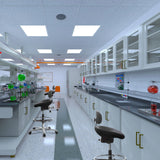Sedie da banco WORK MF nere con altezza regolabile in un laboratorio di hjh OFFICE