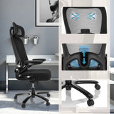 Sedia girevole XXL INSTRUCTOR SW I PRO in nero con schienale in rete, supporto lombare regolabile e ruote di hjh OFFICE