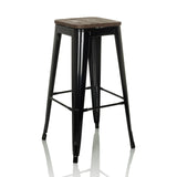 Sgabello da bar VANTAGGIO HIGH WS nero con seduta in effetto legno e poggiapiedi di hjh OFFICE – vista a 360° (vista frontale a tre quarti 30°)