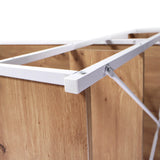 Collegamento tra il telaio in metallo bianco e il piano in legno di rovere della scrivania Easy Up3 di hjh LIVING