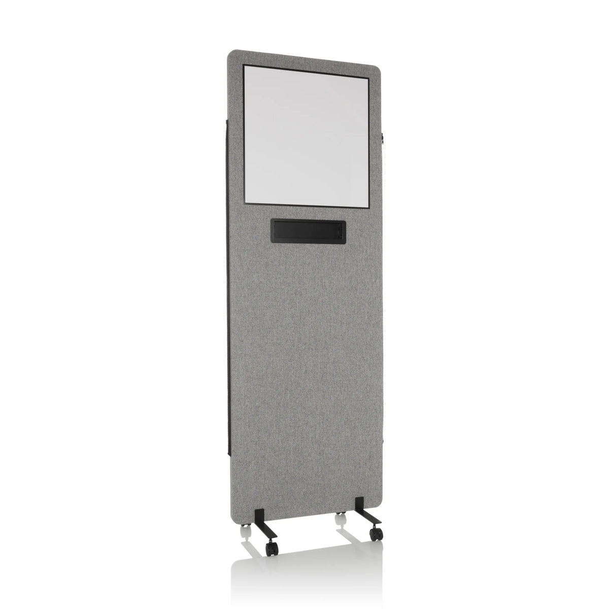 Parete divisoria FLEXMIUT WB grigio chiaro con lavagna integrata e ruote di hjh OFFICE – vista a 360° (vista frontale 15°)