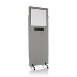 Parete divisoria FLEXMIUT WB grigio chiaro con lavagna integrata e ruote di hjh OFFICE – vista a 360° (vista frontale 15°)