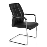 Sedia a sbalzo FLEXO V nera con cuciture quadrate e braccioli di hjh OFFICE – vista a 360° (vista frontale a tre quarti 60°)