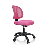 Sedia girevole per bambini KID YU 200 rosa con schienale in rete e base nera a cinque ruote di hjh OFFICE – vista a 360° (vista frontale a tre quarti 60°)