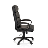 Poltrona professionale FUTURA 100 nera con imbottitura trapuntata e base a cinque ruote di hjh OFFICE – vista a 360° (profilo laterale 80°)