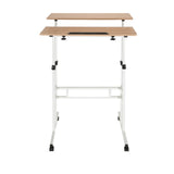 Scrivania in piedi bianca WORKSTATION I con piano in rovere e rotelle di hjh OFFICE – vista a 360° (vista frontale 0°)
