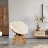 Sedia da esterno WEAVORA in beige con struttura intrecciata e morbido cuscino per seduta rotondo di hjh LIVING