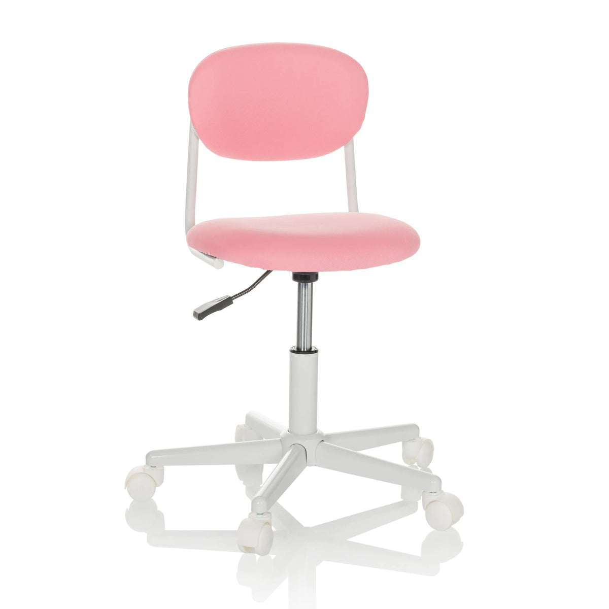 Sedia girevole per bambini KIDDY BASE I rosa con base a stella e cinque rotelle di hjh OFFICE – vista a 360° (vista frontale 15°)