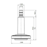 Disegno tecnico del piedino per sedie STATO-M con un diametro di 60 mm di hjh OFFICE