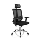 Sedia Home Office ZH 200 nera con schienale in rete e base a cinque ruote di hjh OFFICE – vista a 360° (vista frontale a tre quarti 40°)