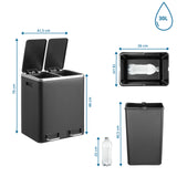 Disegno dimensionale del Cestini Clean 9 con altezza di 76 cm e volume di 30 l di hjh OFFICE