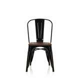 Sedia bistro nera VANTAGGIO COMFORT W con seduta in legno marrone di hjh OFFICE – vista a 360° (vista frontale 0°)