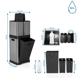Disegno dimensionale dei Cestini CLEAN 3 con altezza di 91 cm e volume di 32 l di hjh OFFICE