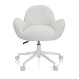 Sedia girevole per bambini KID TEDDY I bianca con rivestimento strutturato e base a cinque ruote di hjh OFFICE – vista a 360° (vista frontale 0°)