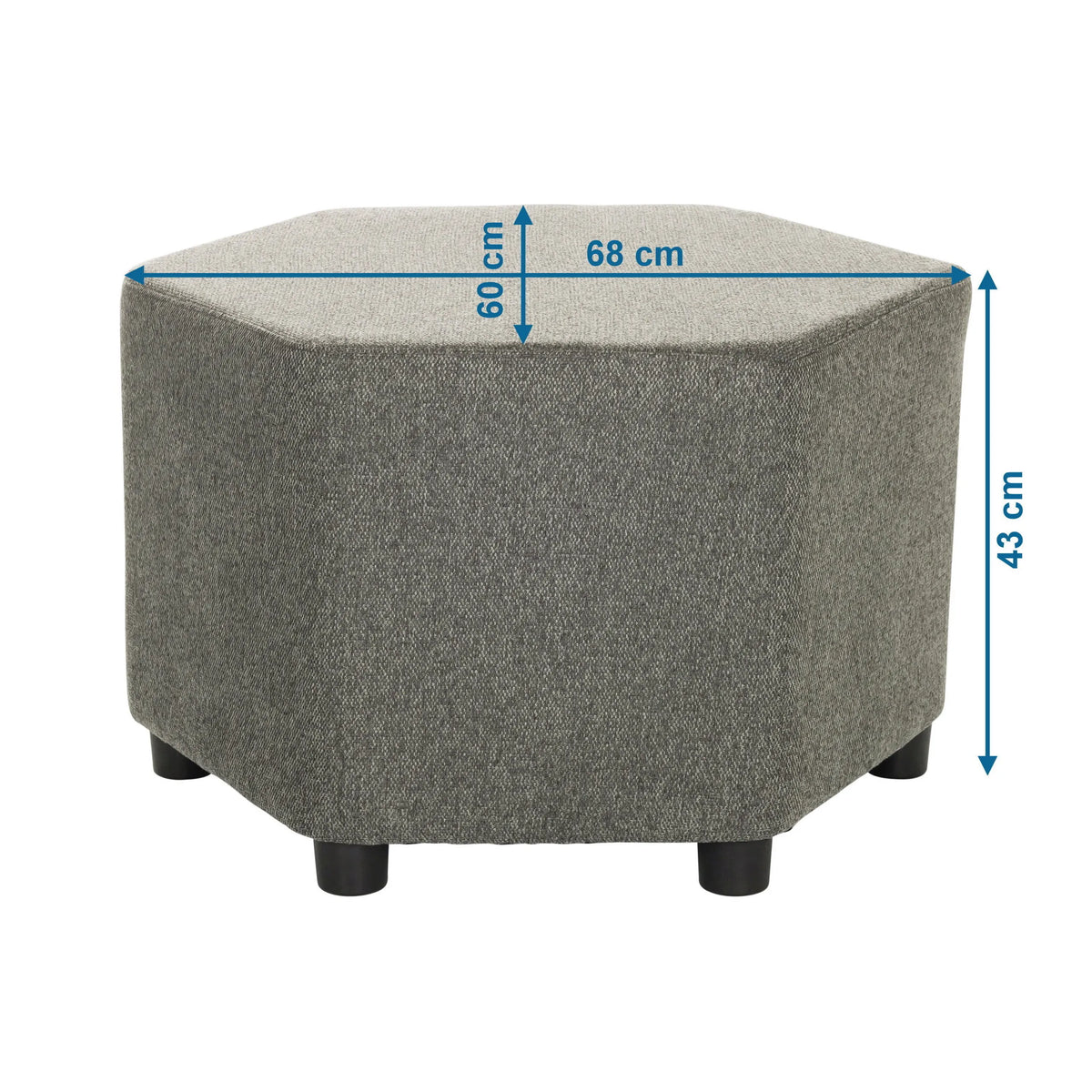 Vista dimensionale dello Sgabello imbottito BAREO con 68 × 60 cm e un'altezza di 43 cm di hjh OFFICE