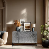 Cassettiera argentata METALLIO con frontali strutturati e base nera di hjh LIVING