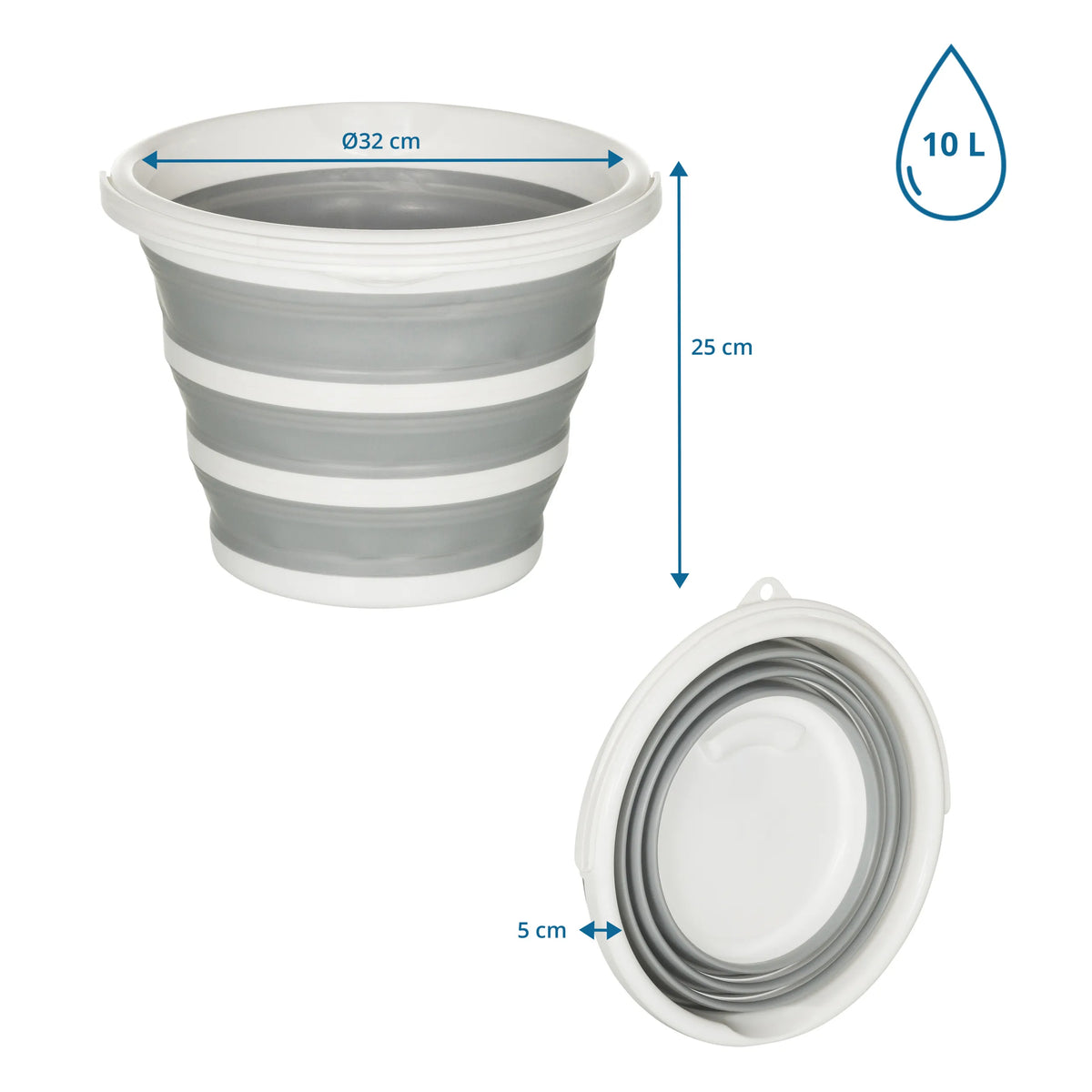 Disegno dimensionale del Contenitore pieghevole CLEAN SILR con volume di 10 l e diametro di 32 cm di hjh OFFICE