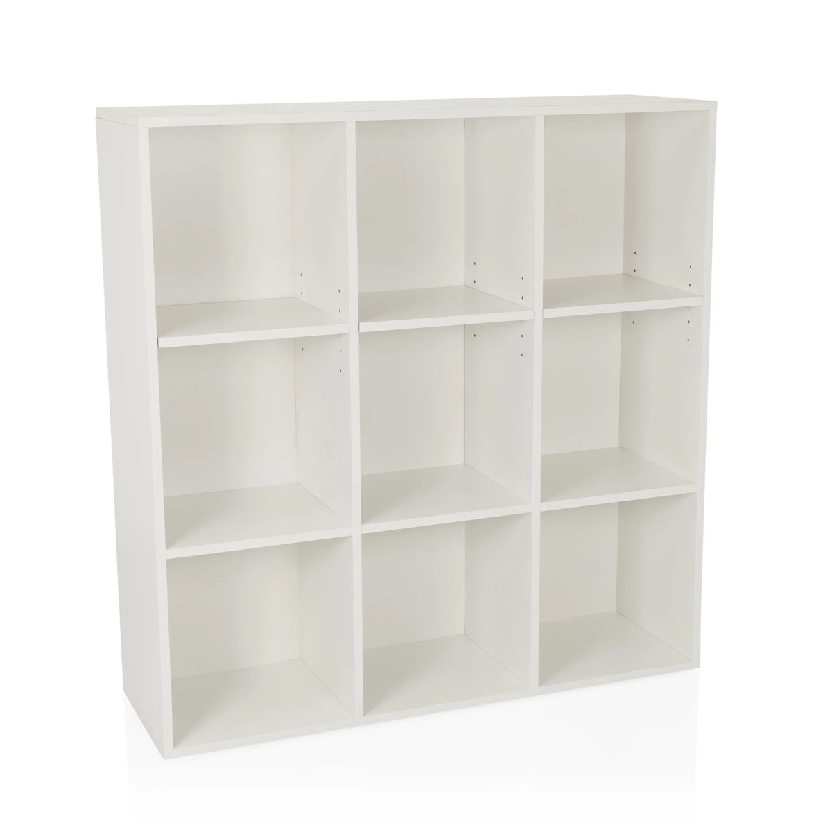 Scaffale BJORKE bianco con nove scomparti quadrati aperti di hjh LIVING – vista a 360° (vista frontale 15°)